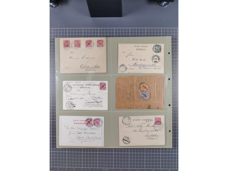 1889/1910 (ca.), Sammlung mit über 75 Briefen und Karten, inkl. Kiautschou, mit Vorläufern, Feldpost- und Schiffspost, intere