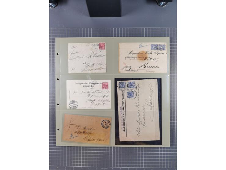 1889/1910 (ca.), Sammlung mit über 75 Briefen und Karten, inkl. Kiautschou, mit Vorläufern, Feldpost- und Schiffspost, intere