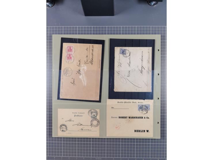 1889/1910 (ca.), Sammlung mit über 75 Briefen und Karten, inkl. Kiautschou, mit Vorläufern, Feldpost- und Schiffspost, intere