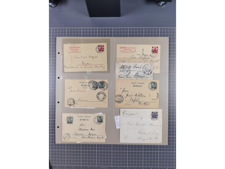 1889/1910 (ca.), Sammlung mit über 75 Briefen und Karten, inkl. Kiautschou, mit Vorläufern, Feldpost- und Schiffspost, intere