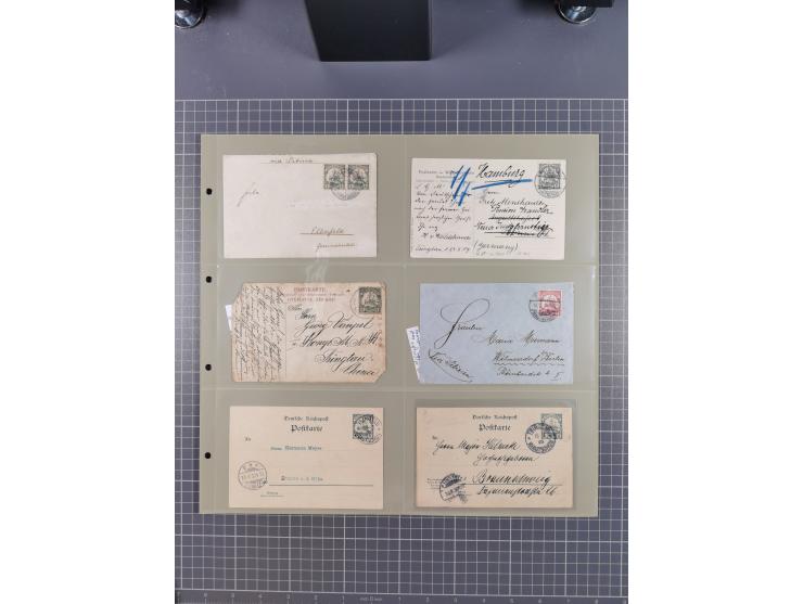1889/1910 (ca.), Sammlung mit über 75 Briefen und Karten, inkl. Kiautschou, mit Vorläufern, Feldpost- und Schiffspost, intere