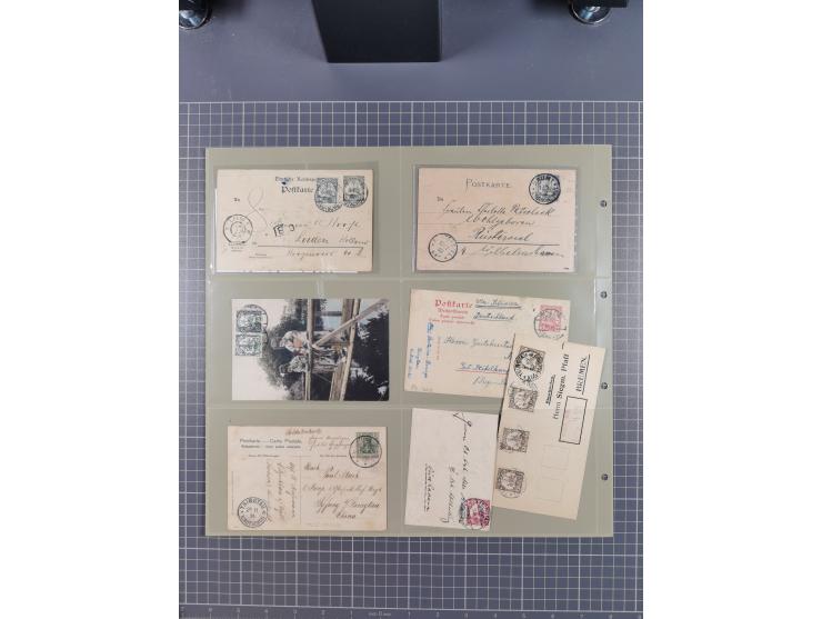 1889/1910 (ca.), Sammlung mit über 75 Briefen und Karten, inkl. Kiautschou, mit Vorläufern, Feldpost- und Schiffspost, intere