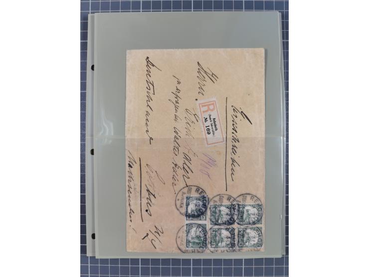 1890/1909 (ca.), DSWA und DOA, Partie mit 39 Briefen und Karten, interessanten Frankaturen und Verwendungen, dabei u.a DOA Mi