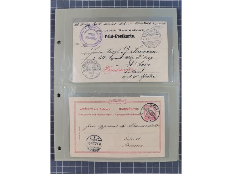 1890/1909 (ca.), DSWA und DOA, Partie mit 39 Briefen und Karten, interessanten Frankaturen und Verwendungen, dabei u.a DOA Mi