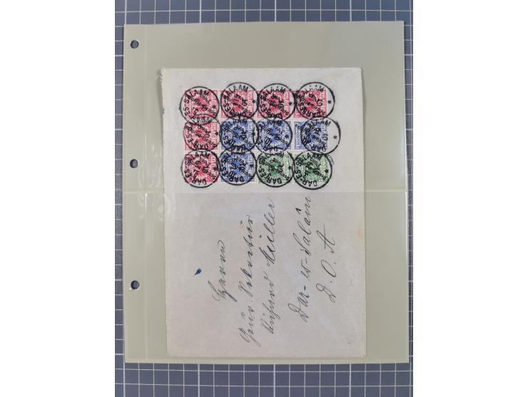 1890/1909 (ca.), DSWA und DOA, Partie mit 39 Briefen und Karten, interessanten Frankaturen und Verwendungen, dabei u.a DOA Mi