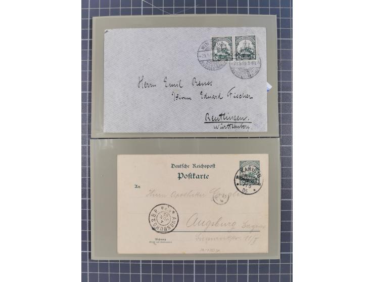 1890/1909 (ca.), DSWA und DOA, Partie mit 39 Briefen und Karten, interessanten Frankaturen und Verwendungen, dabei u.a DOA Mi