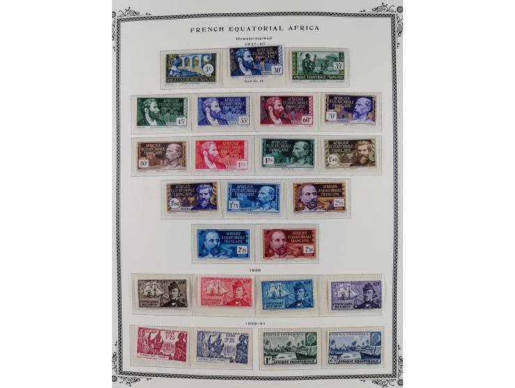 1936/49, Collection on 21 Scott album leaves, unused and mnh, starting Congo overprinted sets 1936, including good part air m