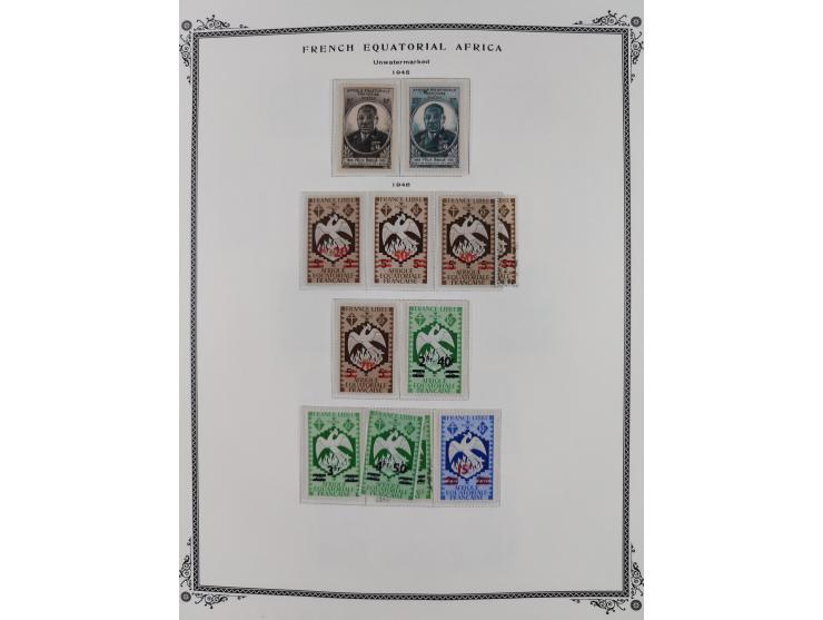 1936/49, Collection on 21 Scott album leaves, unused and mnh, starting Congo overprinted sets 1936, including good part air m