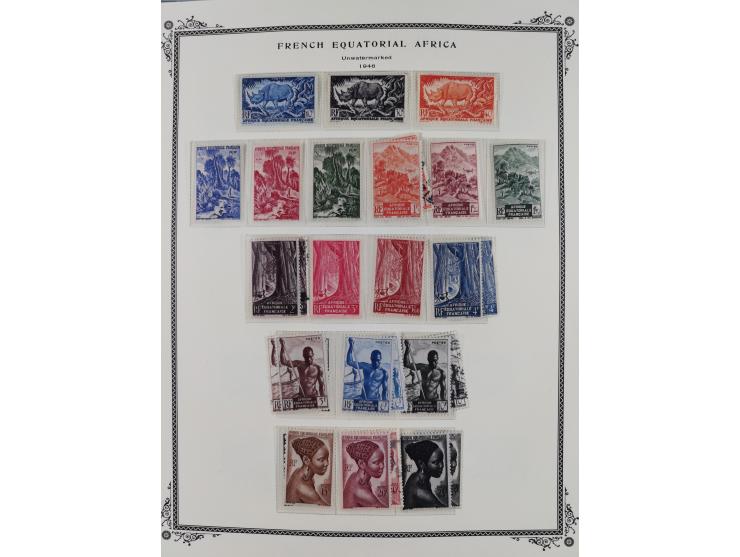 1936/49, Collection on 21 Scott album leaves, unused and mnh, starting Congo overprinted sets 1936, including good part air m