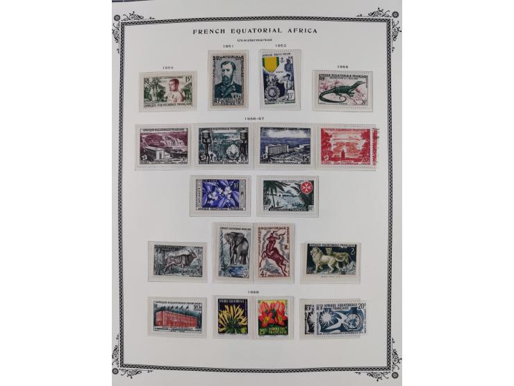 1936/49, Collection on 21 Scott album leaves, unused and mnh, starting Congo overprinted sets 1936, including good part air m