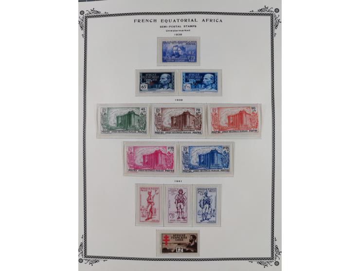 1936/49, Collection on 21 Scott album leaves, unused and mnh, starting Congo overprinted sets 1936, including good part air m