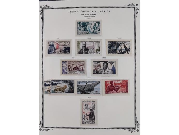 1936/49, Collection on 21 Scott album leaves, unused and mnh, starting Congo overprinted sets 1936, including good part air m