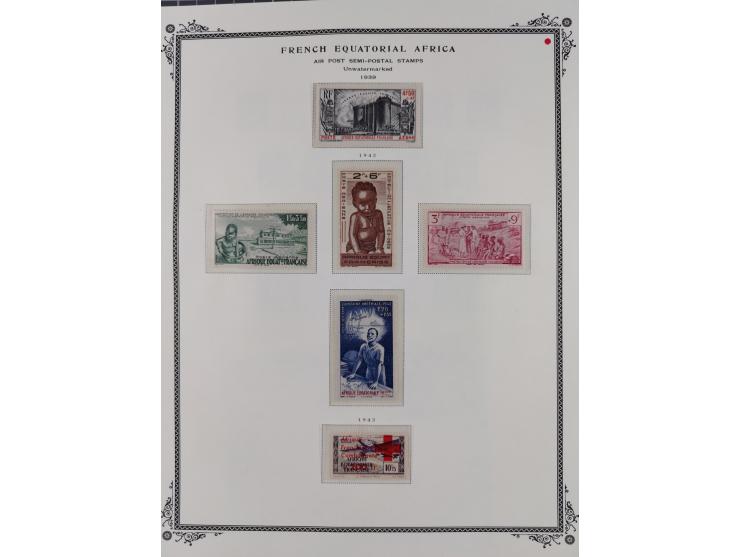 1936/49, Collection on 21 Scott album leaves, unused and mnh, starting Congo overprinted sets 1936, including good part air m