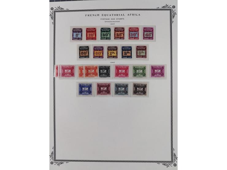 1936/49, Collection on 21 Scott album leaves, unused and mnh, starting Congo overprinted sets 1936, including good part air m