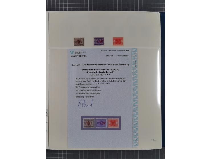 Albanien bis Zara, postfrische Sammlung im Lindner-Falzlos-Album mit Albanien komplett, mit diversen Abarten und einem Bogen 