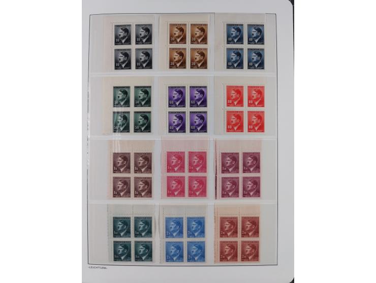 1939/45, sehr reichhaltige, postfrische Sammlung im dicken Leuchtturm-Album mit vielen Besonderheiten, dabei Eckrandstücke mi