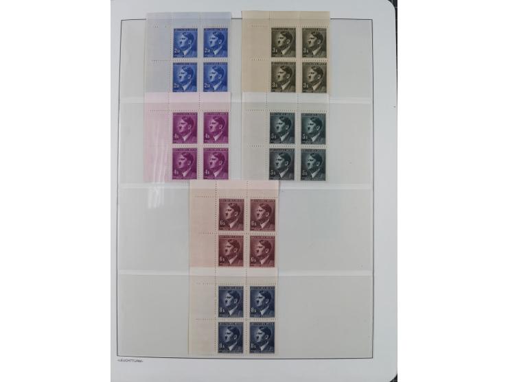 1939/45, sehr reichhaltige, postfrische Sammlung im dicken Leuchtturm-Album mit vielen Besonderheiten, dabei Eckrandstücke mi