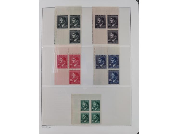 1939/45, sehr reichhaltige, postfrische Sammlung im dicken Leuchtturm-Album mit vielen Besonderheiten, dabei Eckrandstücke mi
