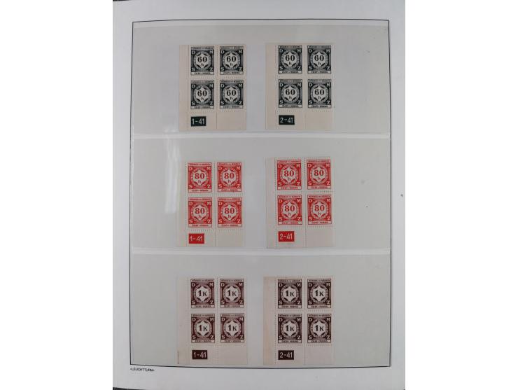 1939/45, sehr reichhaltige, postfrische Sammlung im dicken Leuchtturm-Album mit vielen Besonderheiten, dabei Eckrandstücke mi