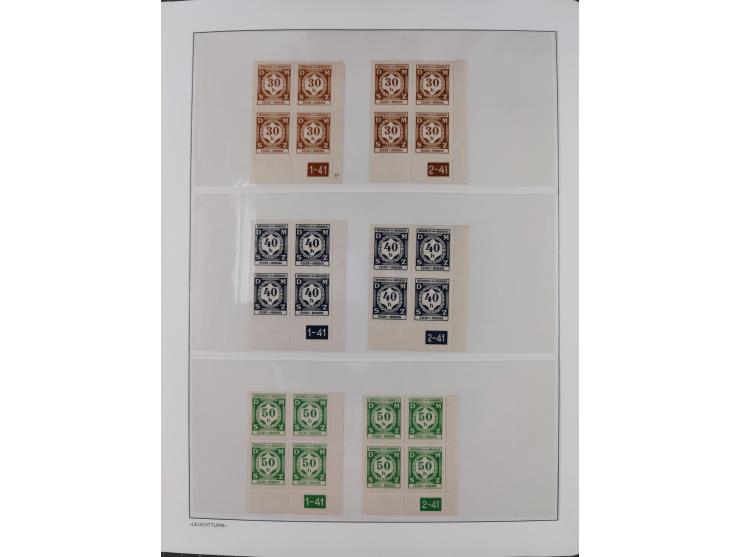 1939/45, sehr reichhaltige, postfrische Sammlung im dicken Leuchtturm-Album mit vielen Besonderheiten, dabei Eckrandstücke mi