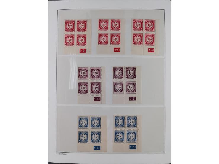 1939/45, sehr reichhaltige, postfrische Sammlung im dicken Leuchtturm-Album mit vielen Besonderheiten, dabei Eckrandstücke mi