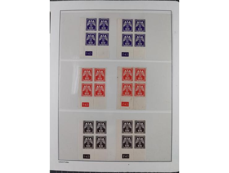 1939/45, sehr reichhaltige, postfrische Sammlung im dicken Leuchtturm-Album mit vielen Besonderheiten, dabei Eckrandstücke mi