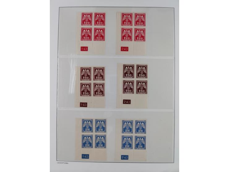 1939/45, sehr reichhaltige, postfrische Sammlung im dicken Leuchtturm-Album mit vielen Besonderheiten, dabei Eckrandstücke mi