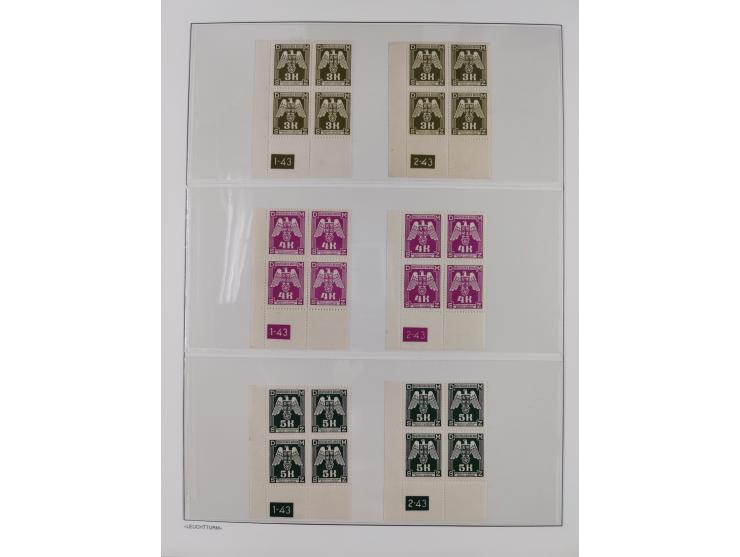 1939/45, sehr reichhaltige, postfrische Sammlung im dicken Leuchtturm-Album mit vielen Besonderheiten, dabei Eckrandstücke mi