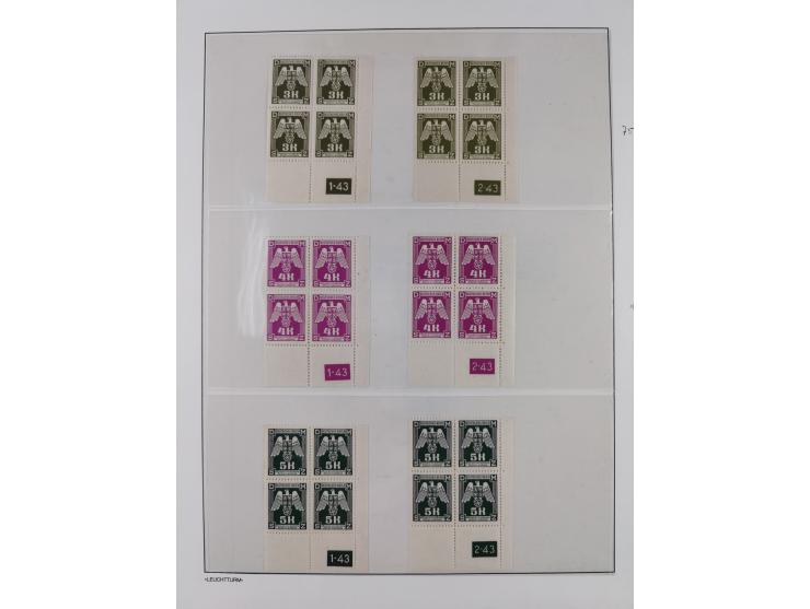 1939/45, sehr reichhaltige, postfrische Sammlung im dicken Leuchtturm-Album mit vielen Besonderheiten, dabei Eckrandstücke mi