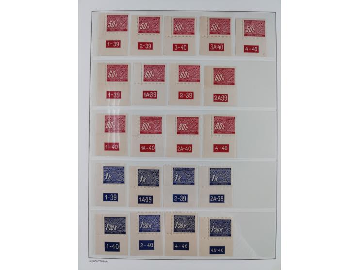 1939/45, sehr reichhaltige, postfrische Sammlung im dicken Leuchtturm-Album mit vielen Besonderheiten, dabei Eckrandstücke mi