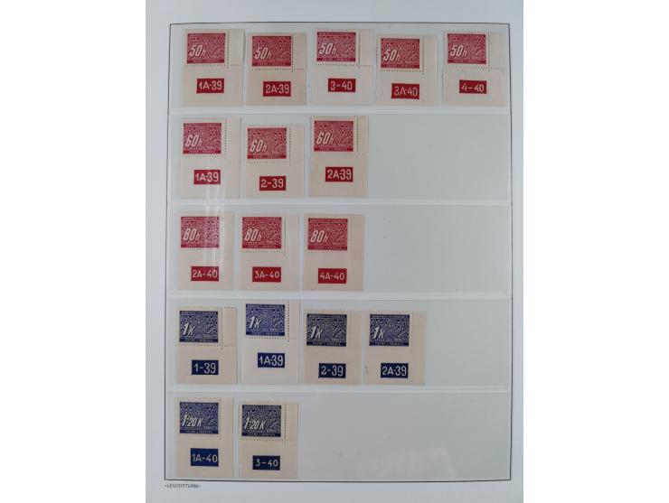 1939/45, sehr reichhaltige, postfrische Sammlung im dicken Leuchtturm-Album mit vielen Besonderheiten, dabei Eckrandstücke mi