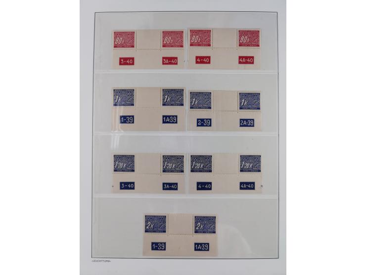1939/45, sehr reichhaltige, postfrische Sammlung im dicken Leuchtturm-Album mit vielen Besonderheiten, dabei Eckrandstücke mi