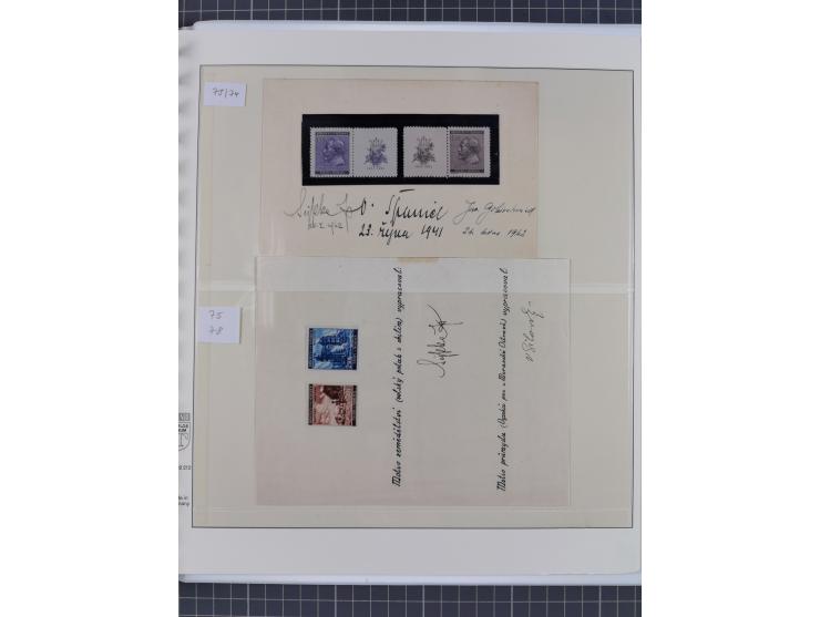 1939/45, interessante Partie, weißer Kärtchen mit Original-Unterschrift des Entwerfers wie Prof. Alois Schaumann, Karel Vik, 