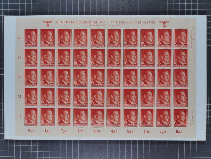 1941, Hitler 2-48 Gr., postfrischer Bogensatz, überkomplett, dabei verschiedene Formnummern und Oberrand durchgezähnt bzw. ni
