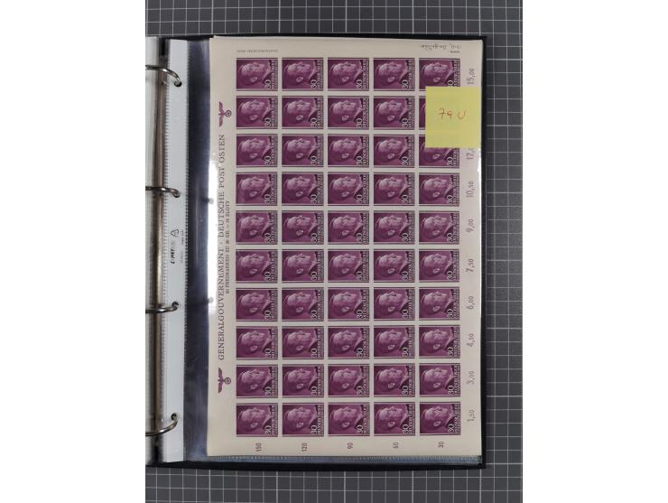 1941, Hitler, Mi-Nr. 71U, 73-75U, 77-81U, je im ungezähnten Bogen, postfrisch, gute Erhaltung (Mi. ca. 6000,-)
