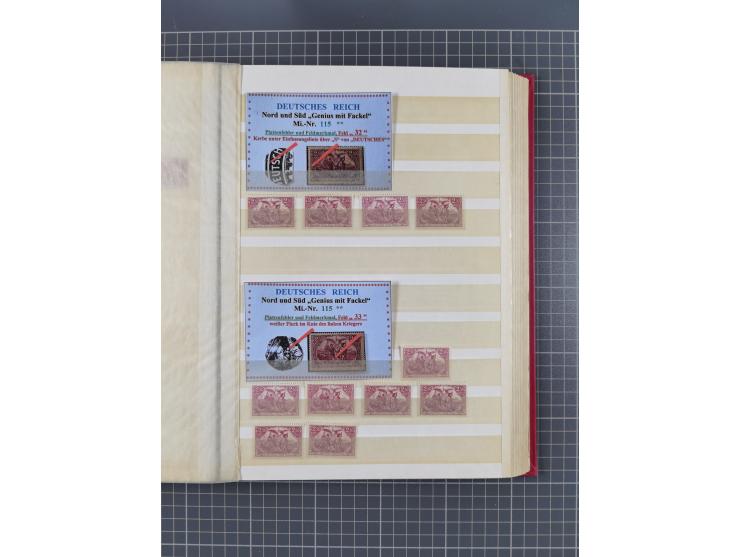 1920, Repräsentative Darstellungen 2,50 M., postfrische Spezialsammlung Plattenfehler, meist postfrisch, sauber sortiert mit 