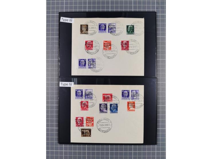 1943, Fälschungssammlung, postfrisch sowie auf Blanko-Umschlägen, dabei 19 mal Mi.-Nr. 21-22 und 28,32 je auf Blanko-Umschlag