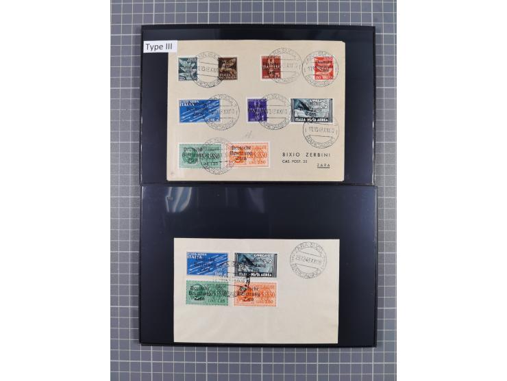 1943, Fälschungssammlung, postfrisch sowie auf Blanko-Umschlägen, dabei 19 mal Mi.-Nr. 21-22 und 28,32 je auf Blanko-Umschlag