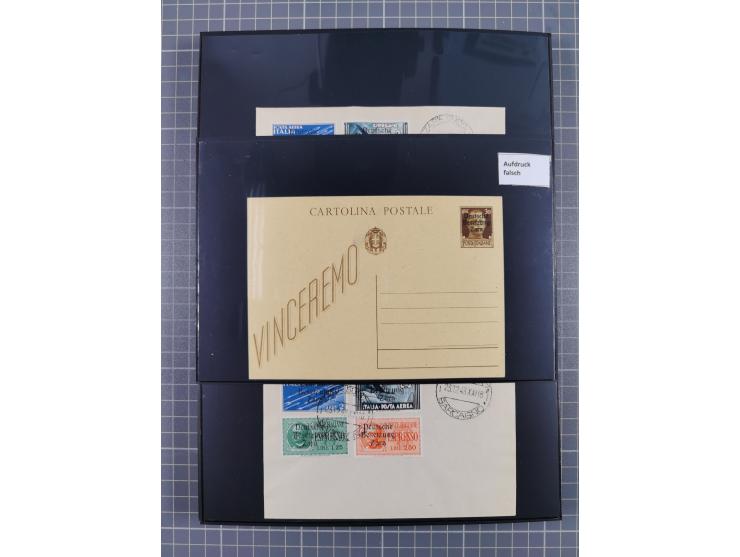1943, Fälschungssammlung, postfrisch sowie auf Blanko-Umschlägen, dabei 19 mal Mi.-Nr. 21-22 und 28,32 je auf Blanko-Umschlag