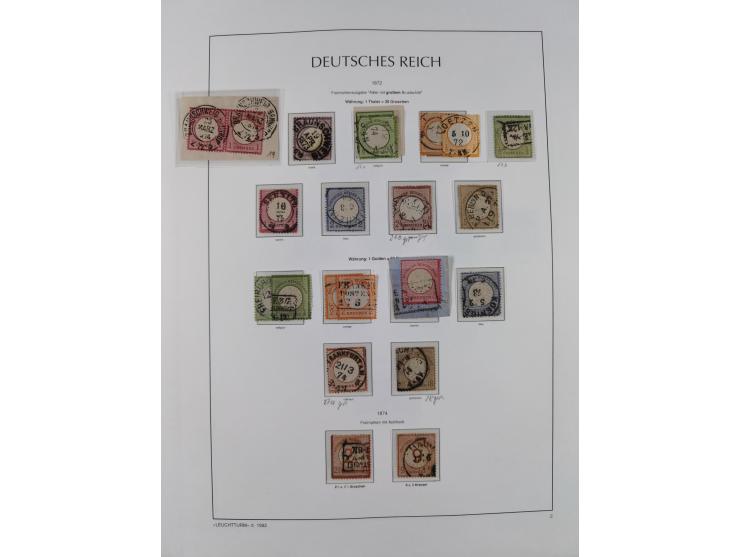 1872/1945, reichhaltige gestempelte Sammlung in 3 Bänden, dabei Brustschilde mit u.a. 21b und 27b + c, danach Mi. 66 (3), 78 