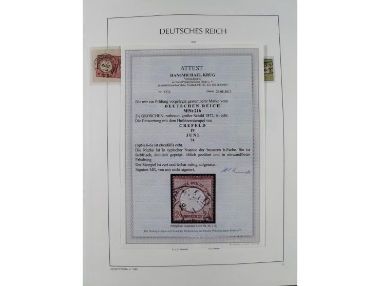1872/1945, reichhaltige gestempelte Sammlung in 3 Bänden, dabei Brustschilde mit u.a. 21b und 27b + c, danach Mi. 66 (3), 78 