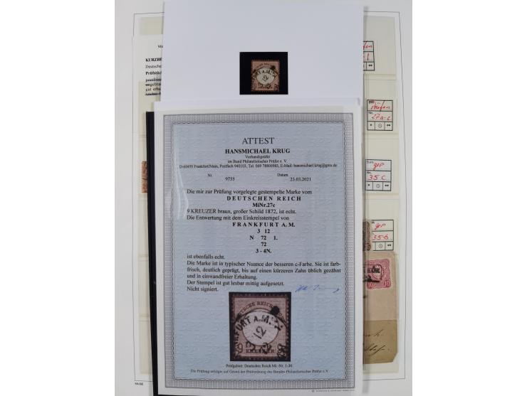 1872/1945, reichhaltige gestempelte Sammlung in 3 Bänden, dabei Brustschilde mit u.a. 21b und 27b + c, danach Mi. 66 (3), 78 