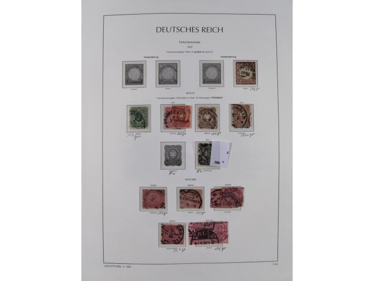 1872/1945, reichhaltige gestempelte Sammlung in 3 Bänden, dabei Brustschilde mit u.a. 21b und 27b + c, danach Mi. 66 (3), 78 