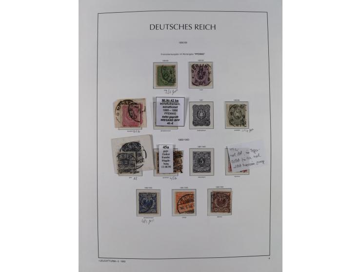 1872/1945, reichhaltige gestempelte Sammlung in 3 Bänden, dabei Brustschilde mit u.a. 21b und 27b + c, danach Mi. 66 (3), 78 