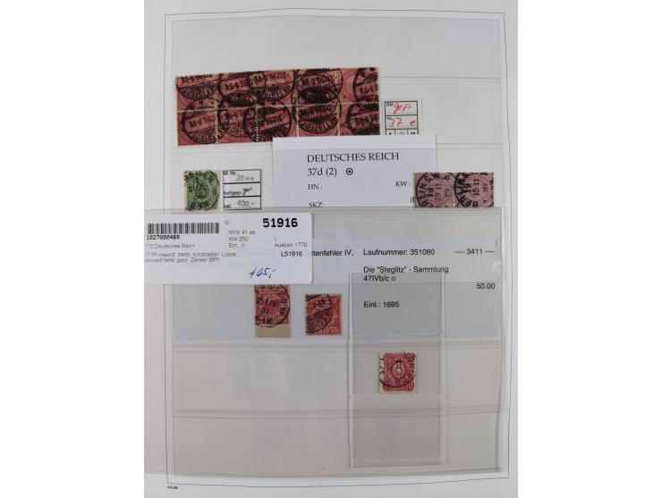 1872/1945, reichhaltige gestempelte Sammlung in 3 Bänden, dabei Brustschilde mit u.a. 21b und 27b + c, danach Mi. 66 (3), 78 