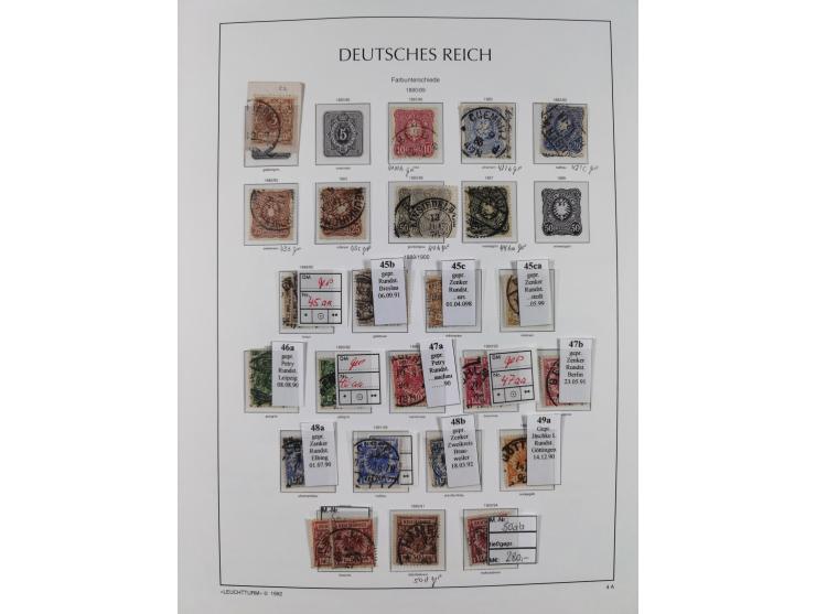 1872/1945, reichhaltige gestempelte Sammlung in 3 Bänden, dabei Brustschilde mit u.a. 21b und 27b + c, danach Mi. 66 (3), 78 