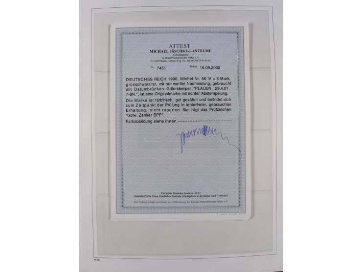 1872/1945, reichhaltige gestempelte Sammlung in 3 Bänden, dabei Brustschilde mit u.a. 21b und 27b + c, danach Mi. 66 (3), 78 
