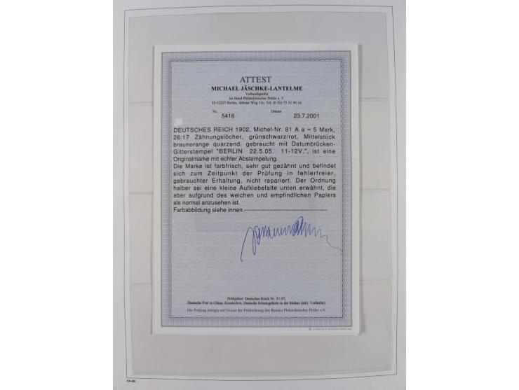 1872/1945, reichhaltige gestempelte Sammlung in 3 Bänden, dabei Brustschilde mit u.a. 21b und 27b + c, danach Mi. 66 (3), 78 