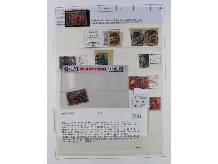 1872/1945, reichhaltige gestempelte Sammlung in 3 Bänden, dabei Brustschilde mit u.a. 21b und 27b + c, danach Mi. 66 (3), 78 