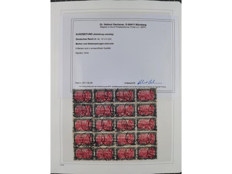 1872/1945, reichhaltige gestempelte Sammlung in 3 Bänden, dabei Brustschilde mit u.a. 21b und 27b + c, danach Mi. 66 (3), 78 